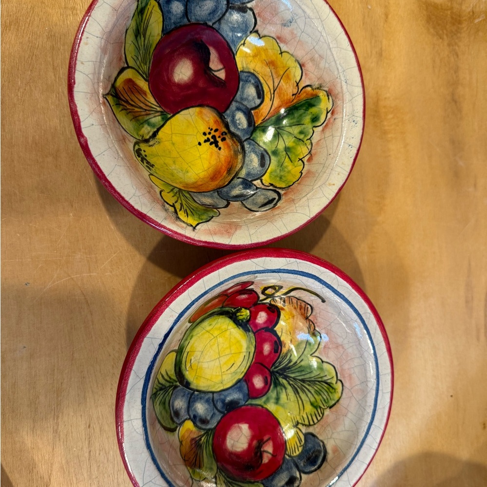 Crackled Beautiful Decorative Mexican Fruit with Floral Design Bowl.
